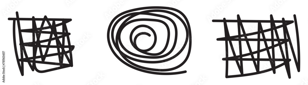 Highlight underline and strike stroke through. Pen line template. Hand drawn marker line stroke set. Vector illustration isolated on white background.