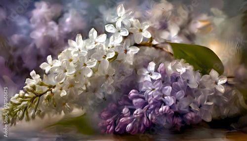 set of lilac flowers branch of lilac flowers isolated collection of white and lilac flowers