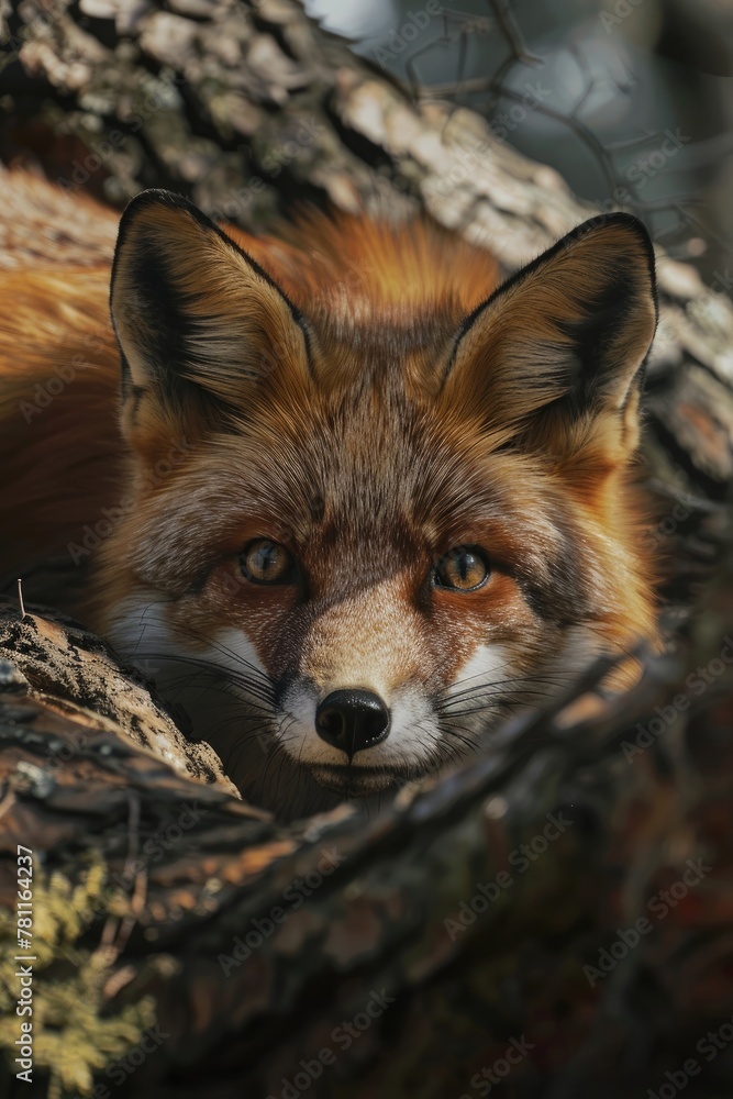 Fototapeta premium Intense gaze of a wild red fox
