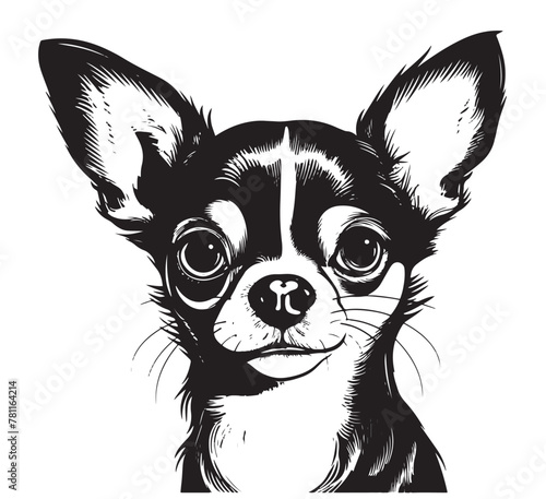 Chihuahua head sketch hand drawn in graphics Animals pets Vector illustration © BigJoy