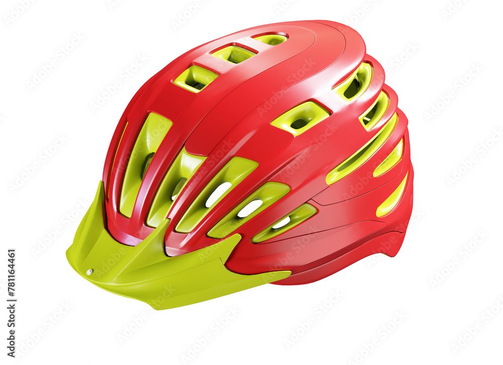 Fototapeta premium High resolution 3d render Orange moto helmet.