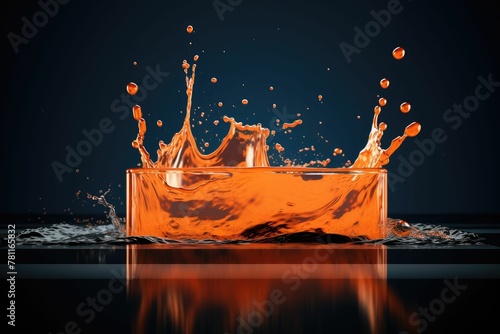 an orange liquid pouring into water with orange bubbles on it