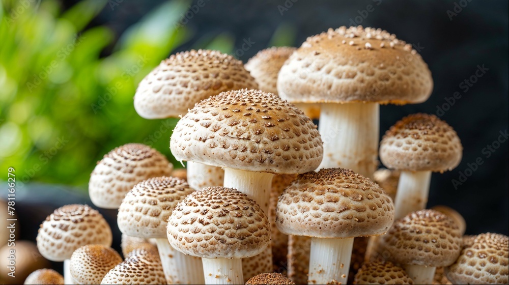 a bunch of small mushrooms sitting next to each other on top of wooden boards a bunch of small mushrooms sitting next to each other on top of wooden boards