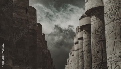 great hypostyle hall and clouds at the temples of karnak photo