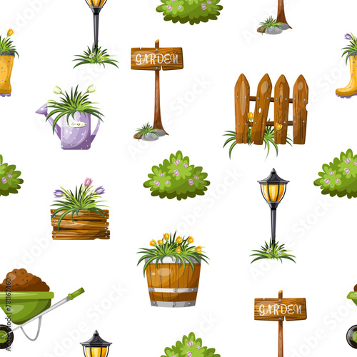  Seamless pattern garden vegetable garden