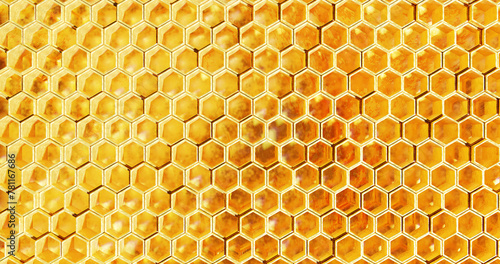 Abstract geometric design yellow golden hexagon background, top view, 3d rendering