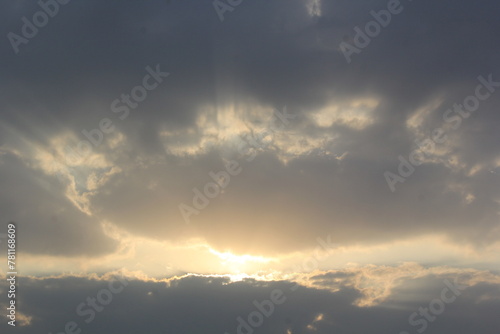 Morning sunrays with sun and clouds © somasekhar