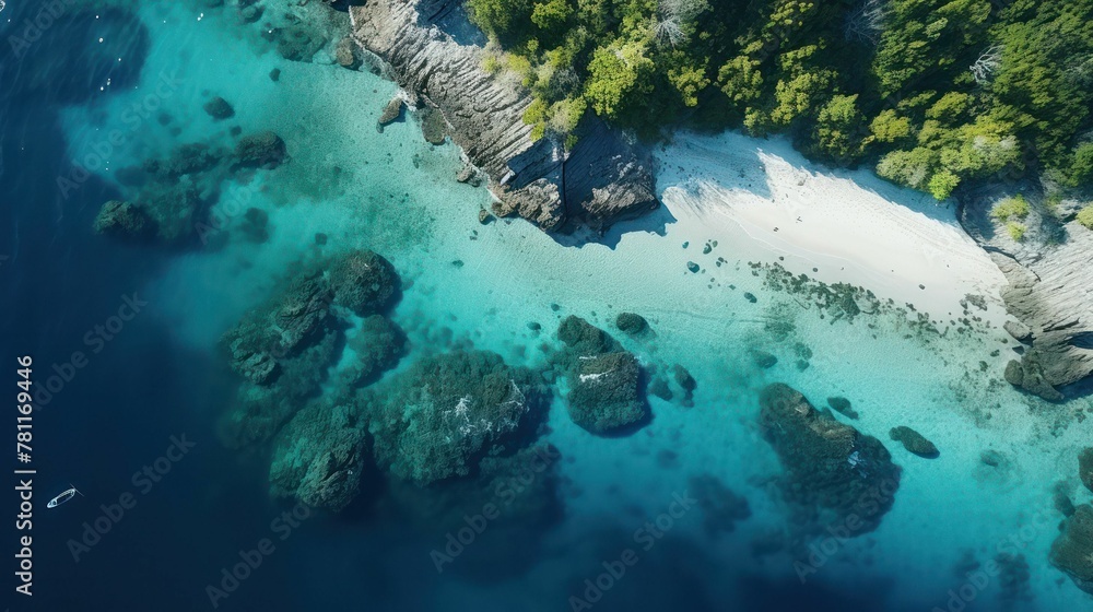AI illustration of a clear body of water with small rocks scattered throughout
