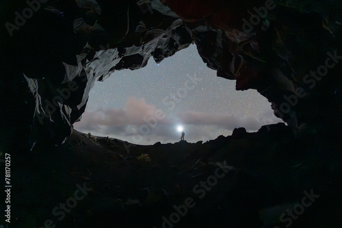 Starry Night Sky Viewed from a Cave in La Palma photo