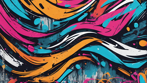 An abstract wallpaper with graffiti-inspired artwork, incorporating bold colors and dynamic brush strokes to create a vibrant urban aesthetic ULTRA HD 8K