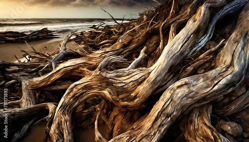 intricate patterns of driftwood