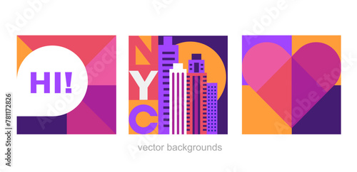New York set of pop art style designs