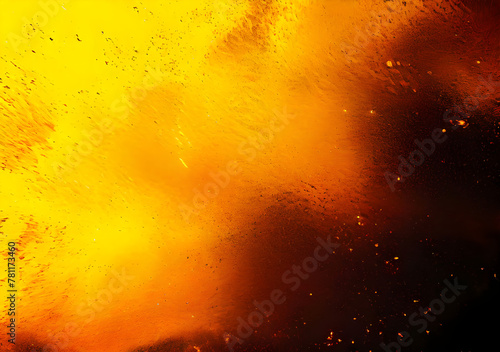 yellow orange brown black   background template grainy noise grungy spray texture   empty space shine bright light. Generative AI
