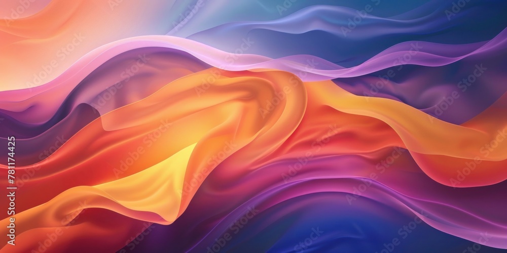Colorful background with waves, fabric, gradient