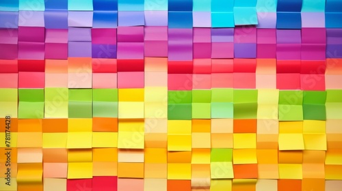 Sticky notes arranged in vibrant colors of the rainbow