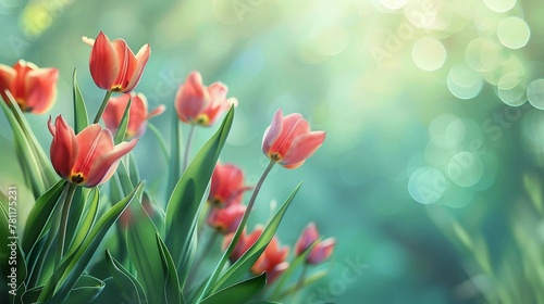 Nature background with tulip flowers 