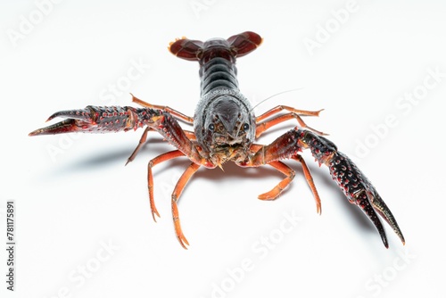 Closeup of a crab Procambarus clarkii on a white background