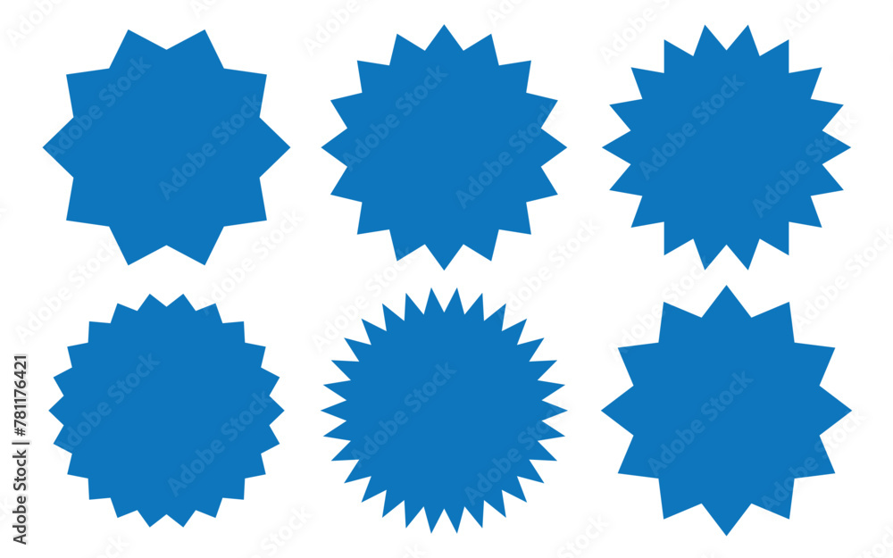 Set of vector starburst, sunburst badges. Design elements - best for sale sticker, price tag, quality mark. Flat vector illustration isolated on white background. 