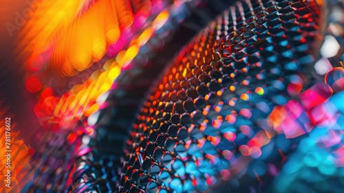 An artistic close-up of a multicolored resonator muffler, showcasing its unique design and vibrant hues photo