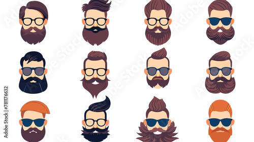Hipster hair and beards fashion vector illustration