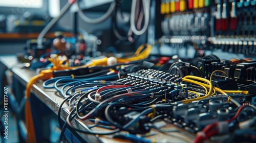 A sophisticated main wiring harness laid out on a workbench, with each wire color-coded and labeled for easy identification during assembly.