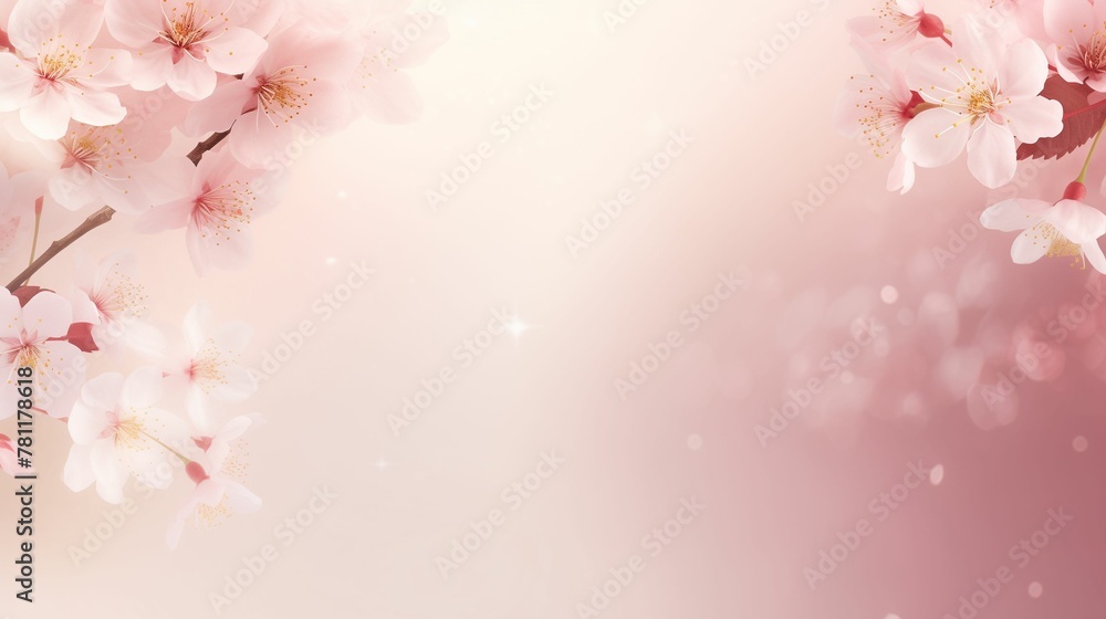 Pink Cherry Blossom Spread, Soft Focus, Ethereal Floral Wallpaper with Copy Space