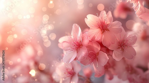 Shimmering Cherry Blossoms, Soft Pink, Radiant Floral Bokeh © Tessa