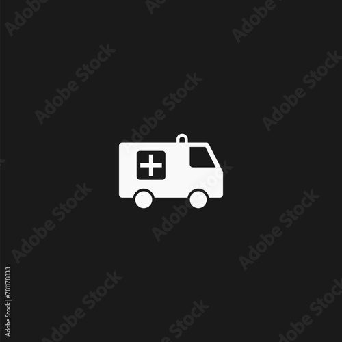 Ambulance icon. Ambulance illustration isolated on black