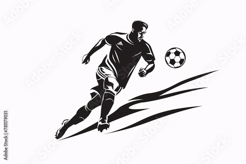 a black and white image of a football player kicking a ball