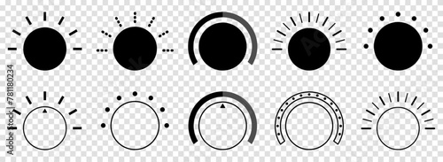 Set of volume controller icon. Adjustment dial buttons. Vector illustration isolated on transparent background