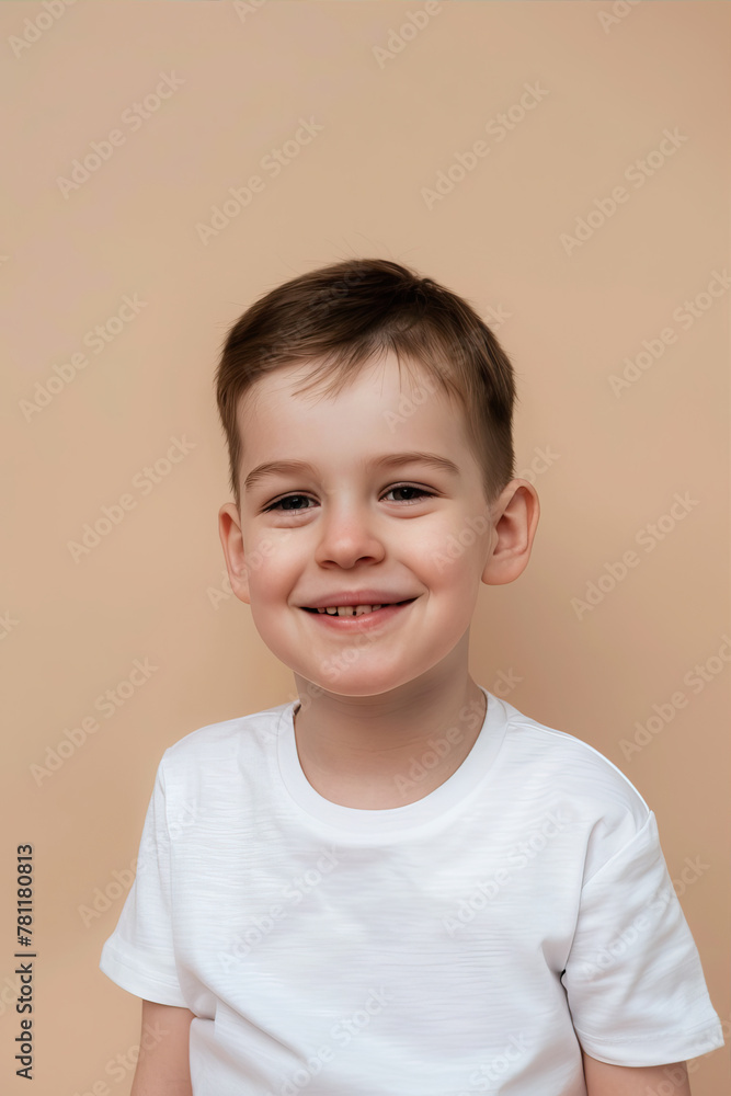 Little boy smiling on beidge background
Little boy smiling on beidge background