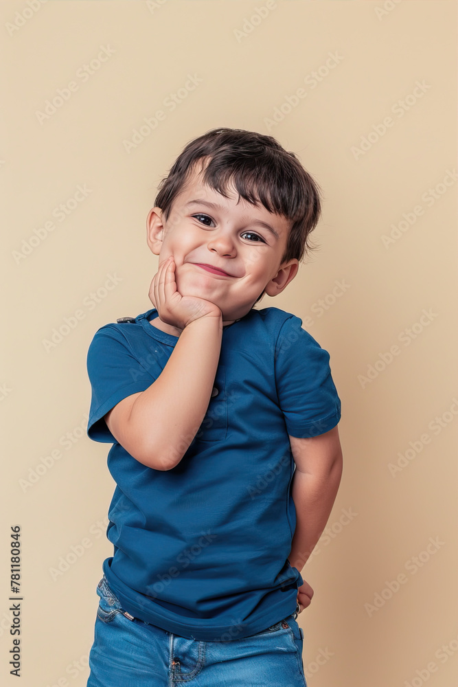 Little boy smiling on beidge background
Little boy smiling on beidge background