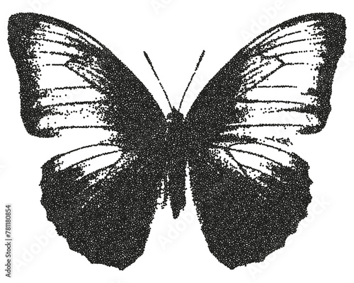 Butterfly with a retro photocopy and grain effect. 