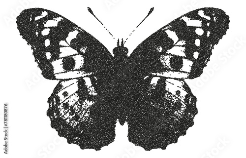Butterfly with a retro photocopy and grain effect. 