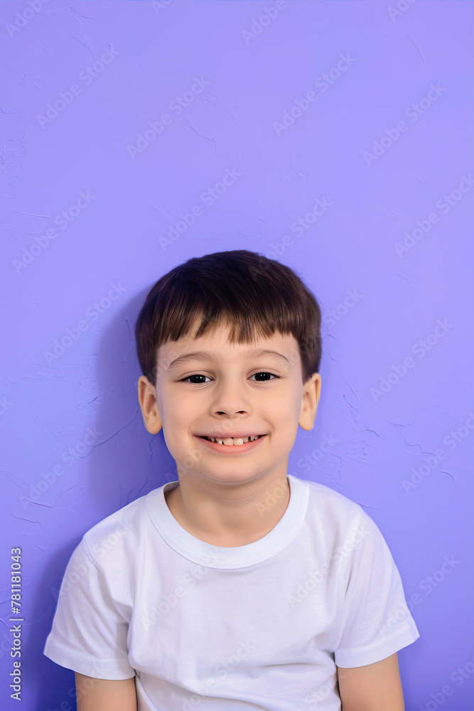 Little boy smiling on purple background
Little boy smiling on purple background