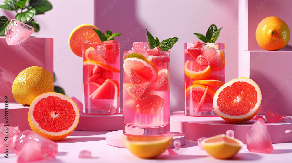 Pink grapefruit cocktail background