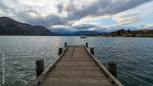 Wallpaper Mural Closeup of a wooden path bridge over the lake in New Zealand Torontodigital.ca
