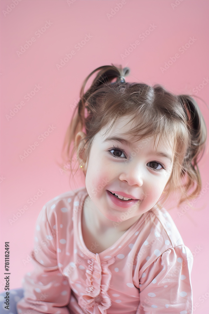 portrait of a little girl on the pink background portrait of a little girl on the pink background