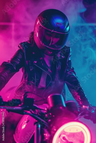 Urban Fantasy: Stylish Motorcycle Chick © Andrii 
