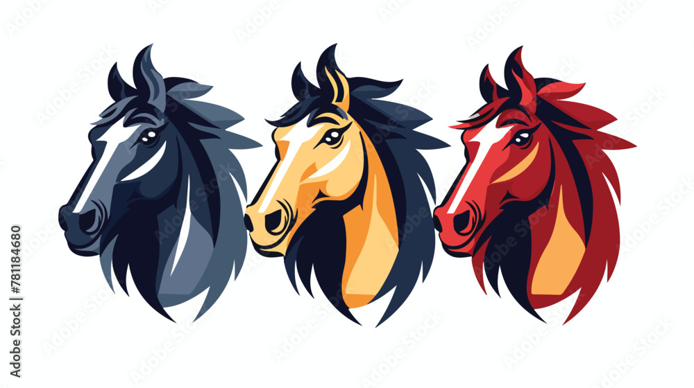 Horse Heads in star form Circle Logo Template 2d fl