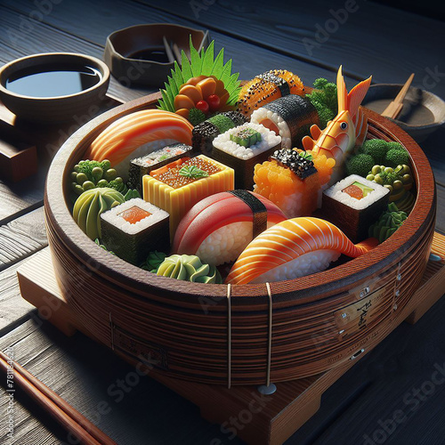 Delicious Japanese sushi high quality image photo