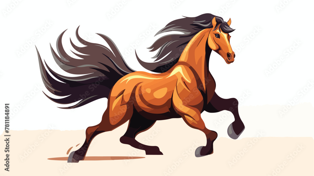 Horse Logo lovely little animal character Galloping