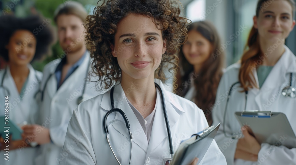 A group of young diverse doctors or students. intern. medic specialist A group of young diverse doctors or students. intern. medic specialist