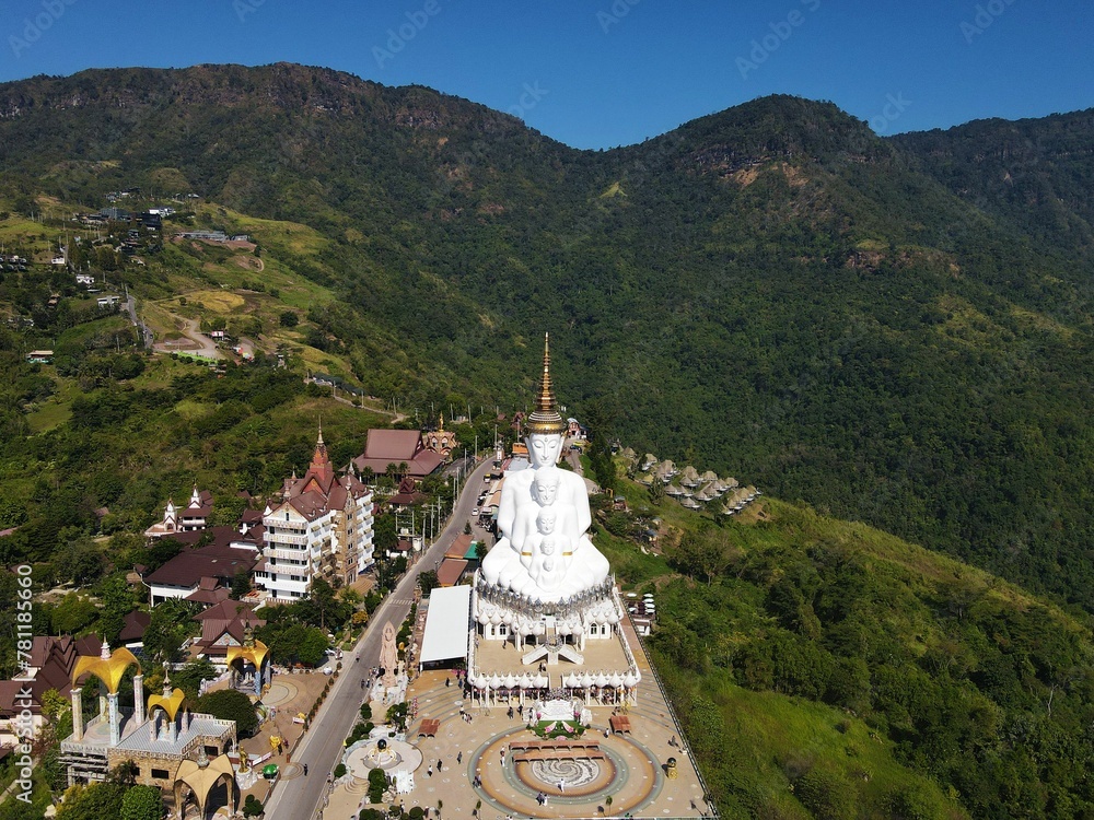 Aerial view of the Buddhist temple Wat Phra That Cho Hae, Phrae province, Thailand