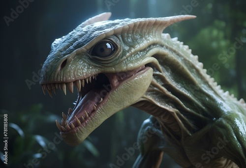 AI generated illustration of an alien animal with fangs