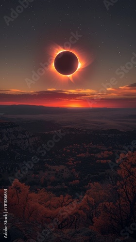 incredible solar eclipse, with the moon perfectly aligned in front of the sun.