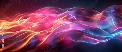 Mesmerizing abstract composition featuring undulating waves of pink and blue, giving a sense of serene movement.