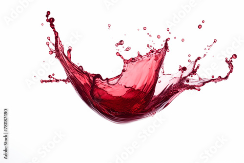 Dynamic red wine splash isolated on white