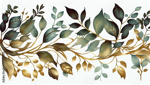 Beautiful watercolor leaf pattern design on a white background for wallpapers