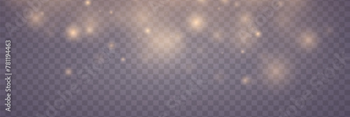 Bokeh and lights effect. Sparkling magical dust particles. On a transparent background.